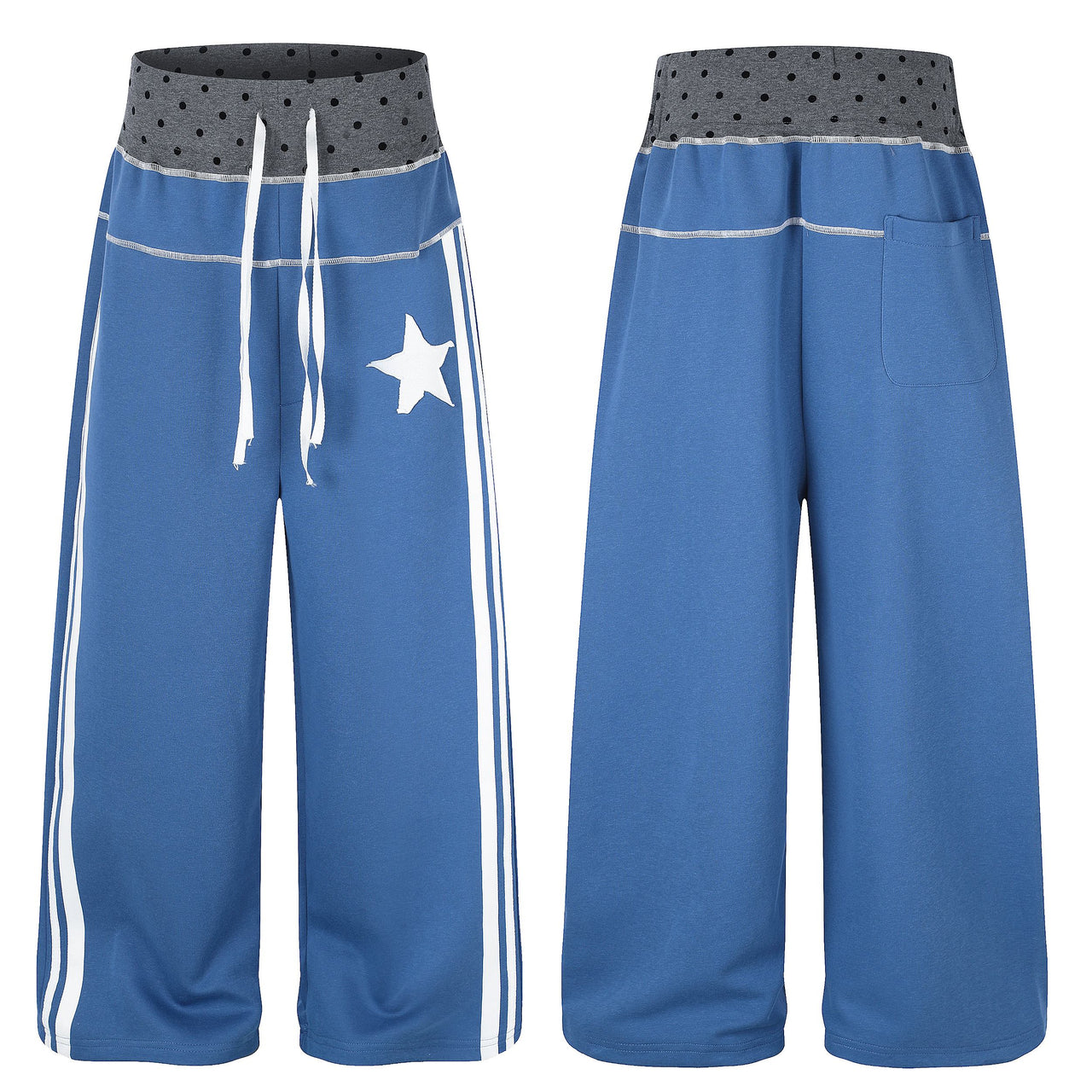 Omirad Contrast Panel Star Wide Leg Sweatpants