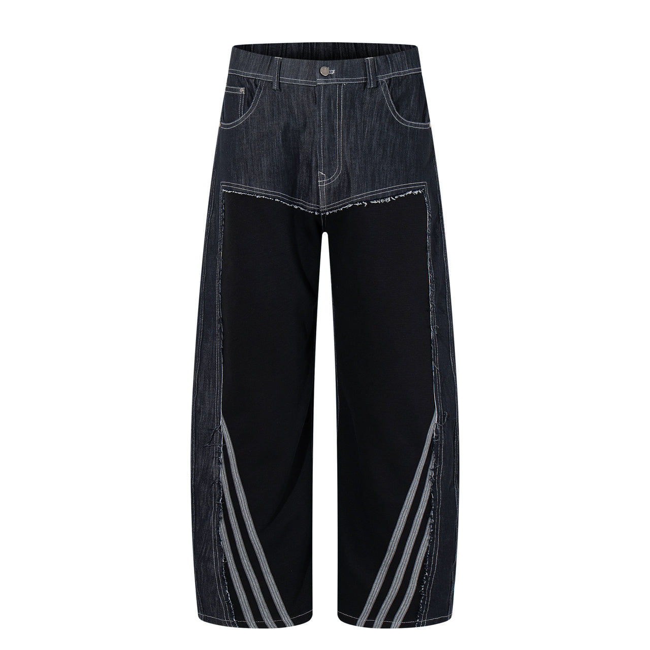 American Streetwear Patchwork Wide-Leg Jeans