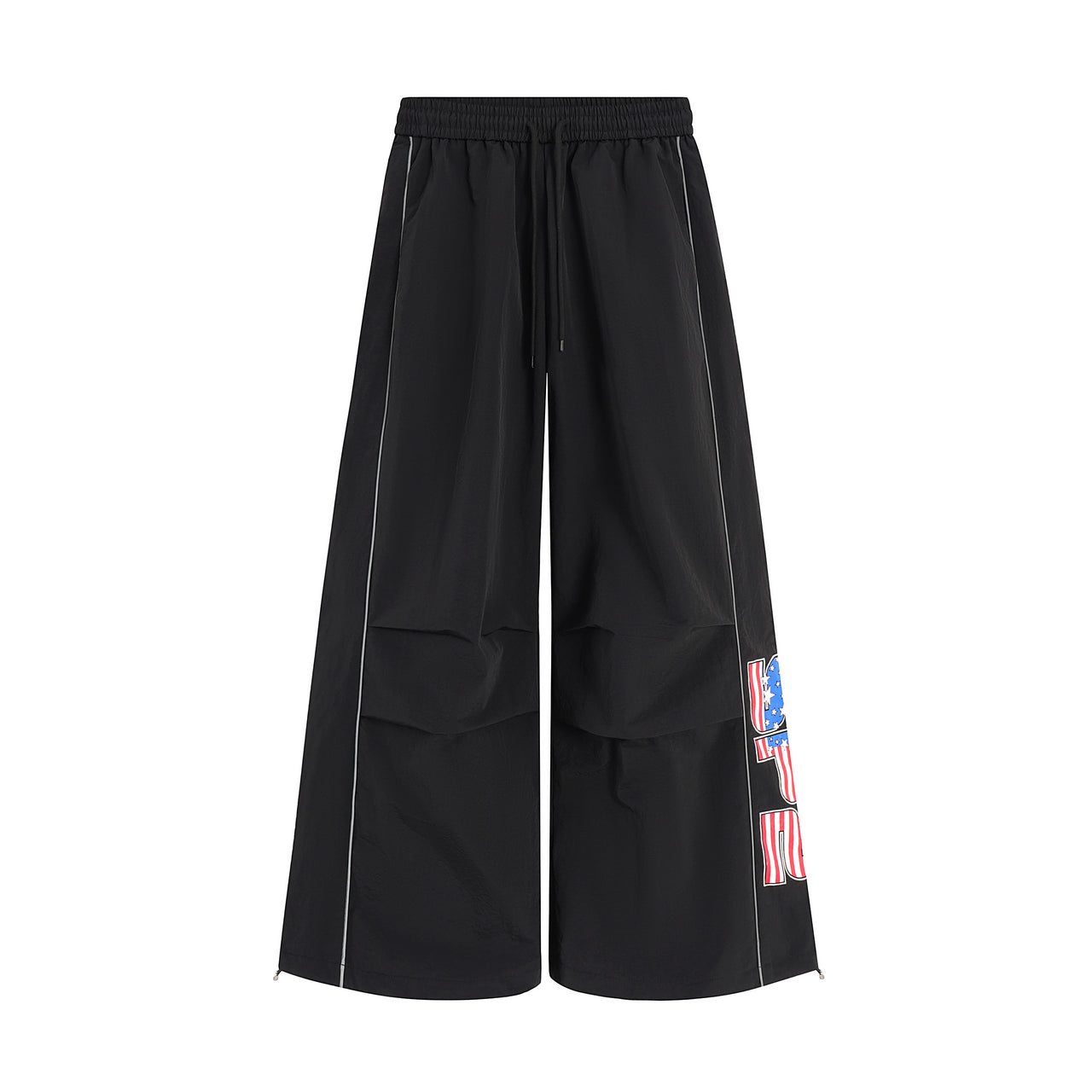 Omirad Flag Print Wide-Leg Nylon Pants