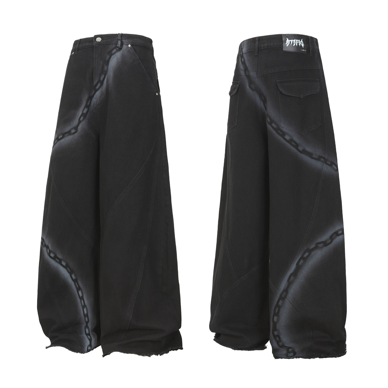 American Hip-Hop Chain Print Jeans