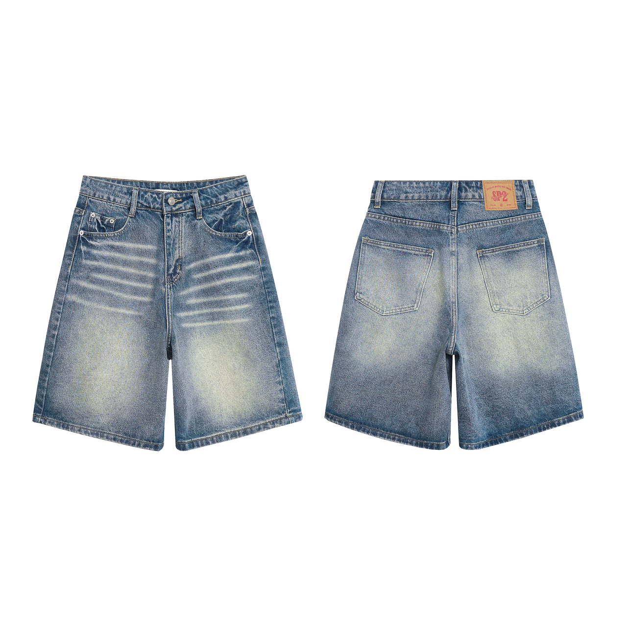 Omirad Faded Wide-Leg Denim Shorts