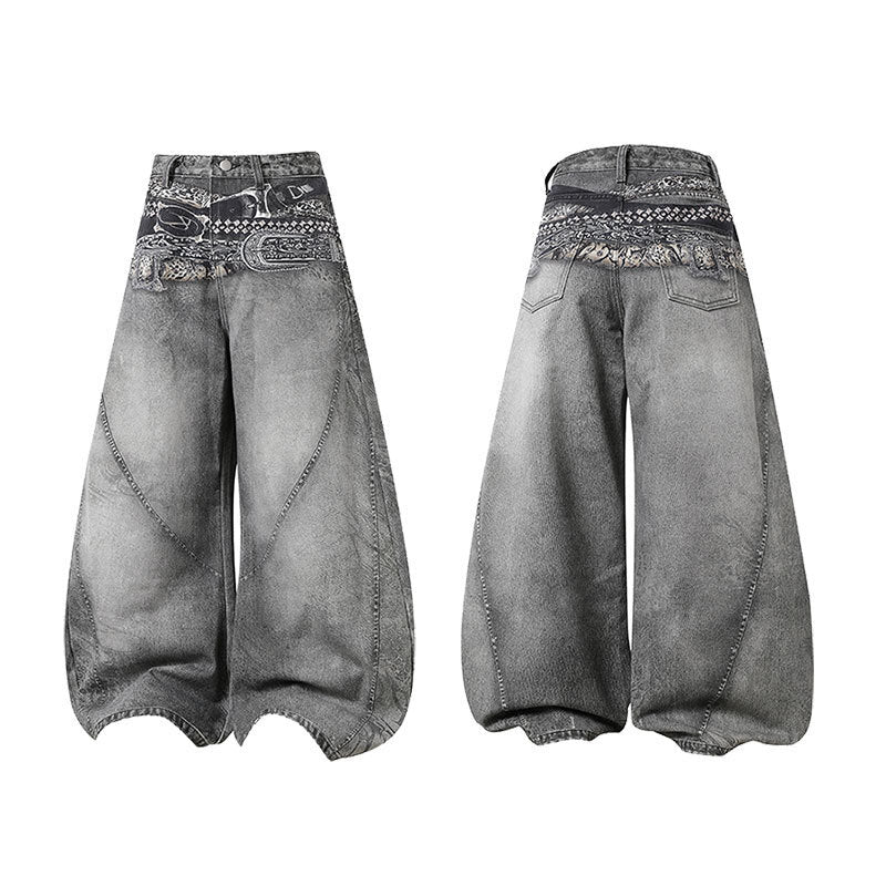 Omirad Bandana Patch Curved Denim Pants