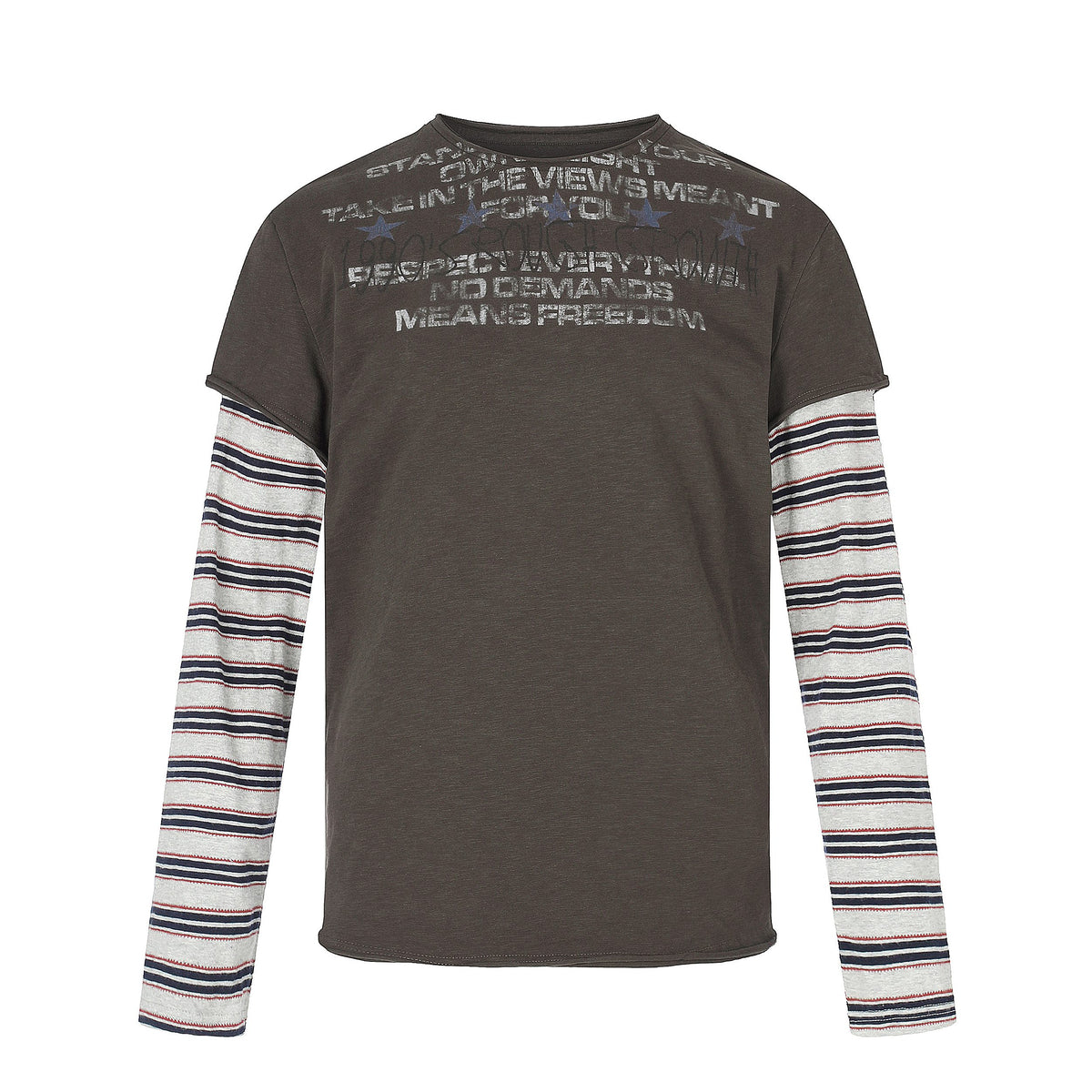 Omirad Layered Striped Graphic Long Sleeve Tee