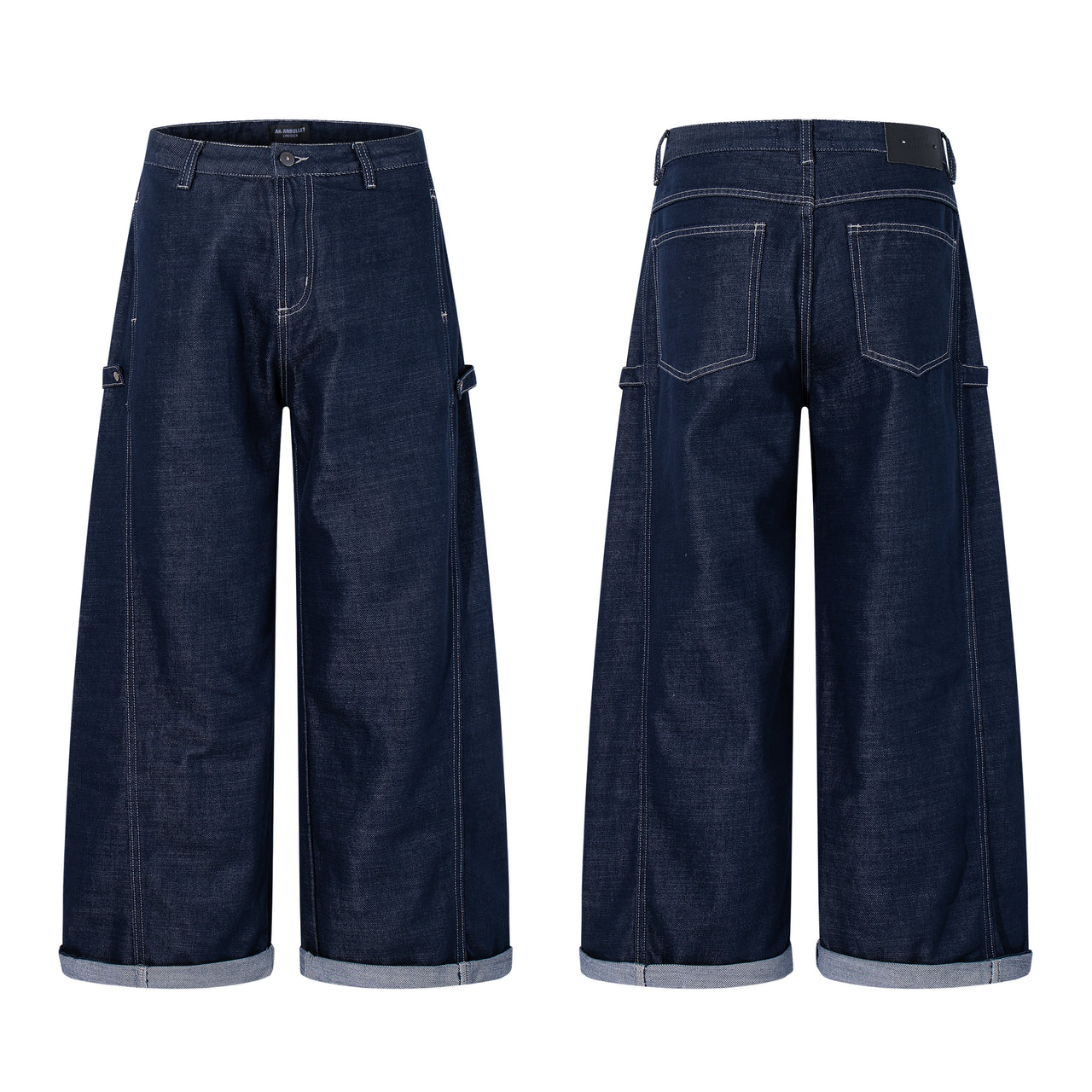 American High-Street Raw Wide-Leg Jeans