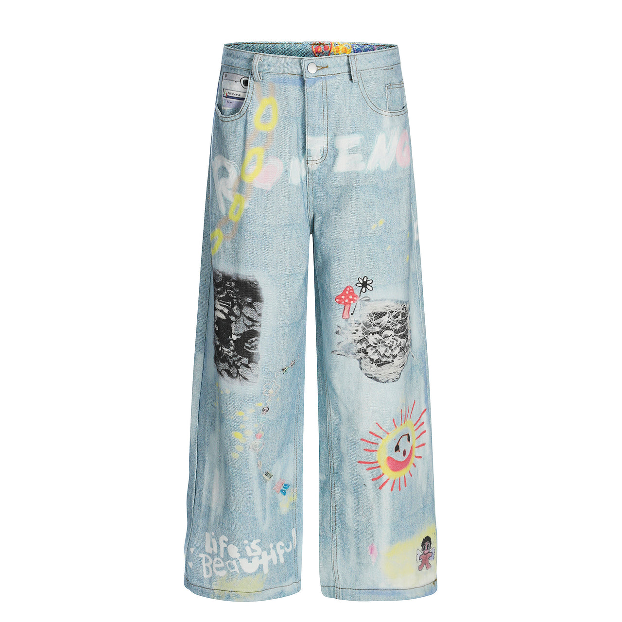 Omirad “Life Is Beautiful” Graffiti Jeans