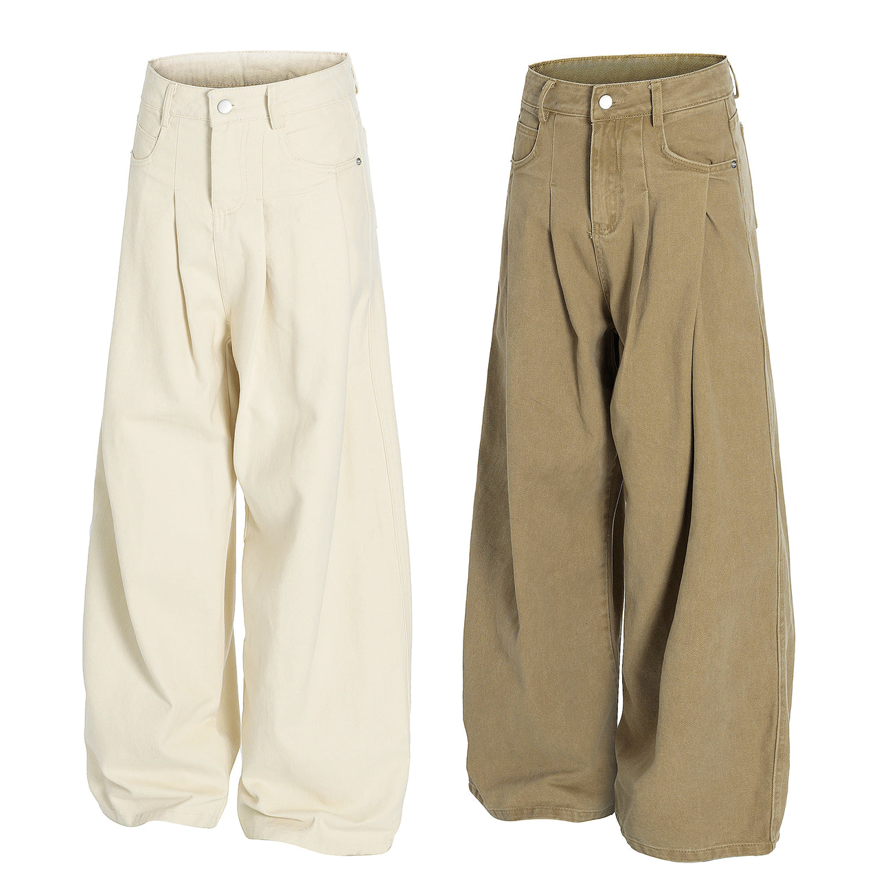Omirad Wide-Leg Pleated Canvas Pants