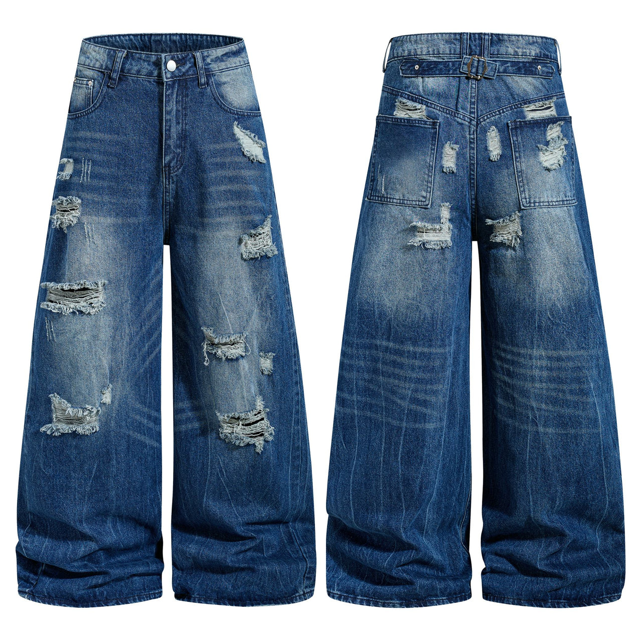 Omirad Distressed Wide-Leg Denim Jeans