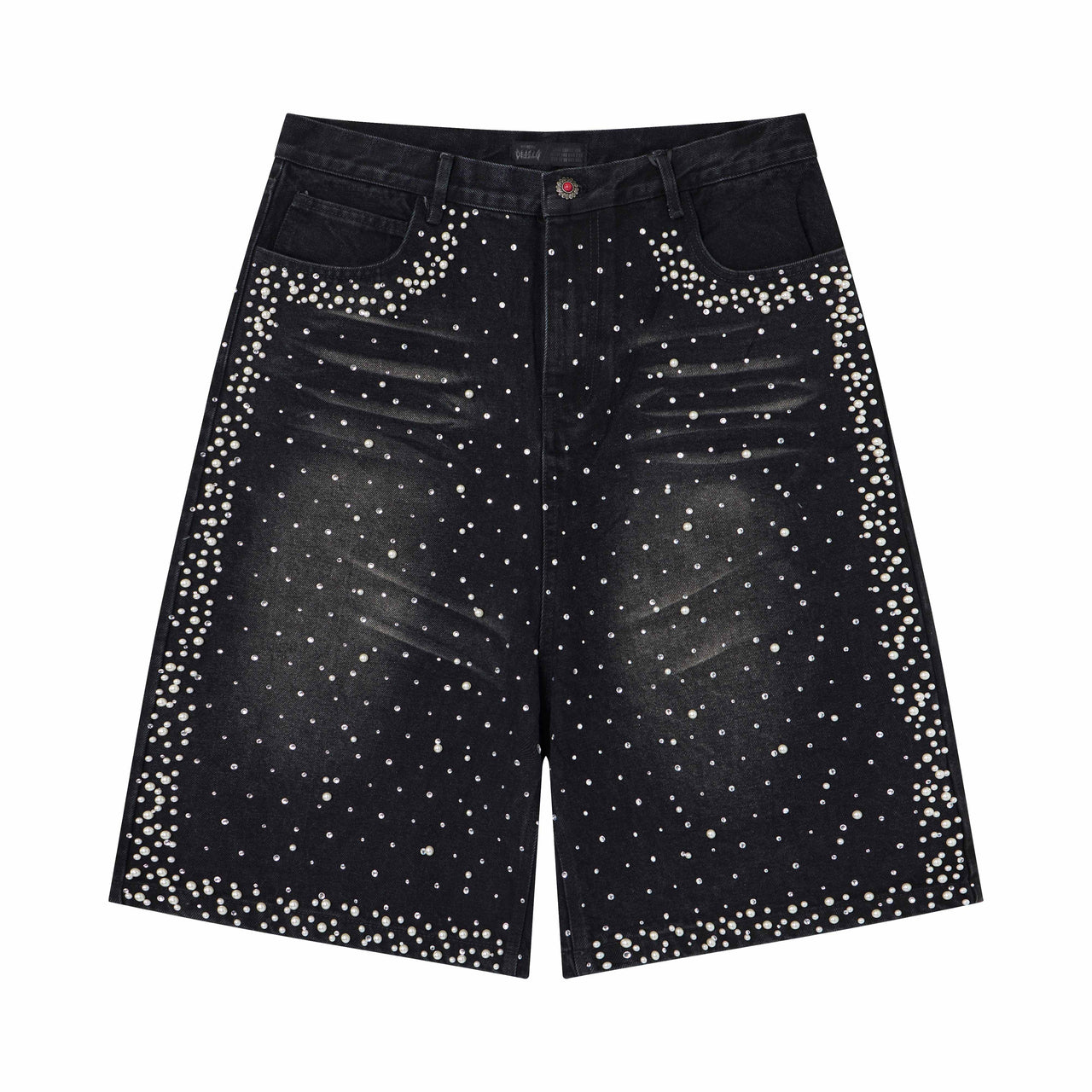 Omirad Pearl Studded Denim Shorts