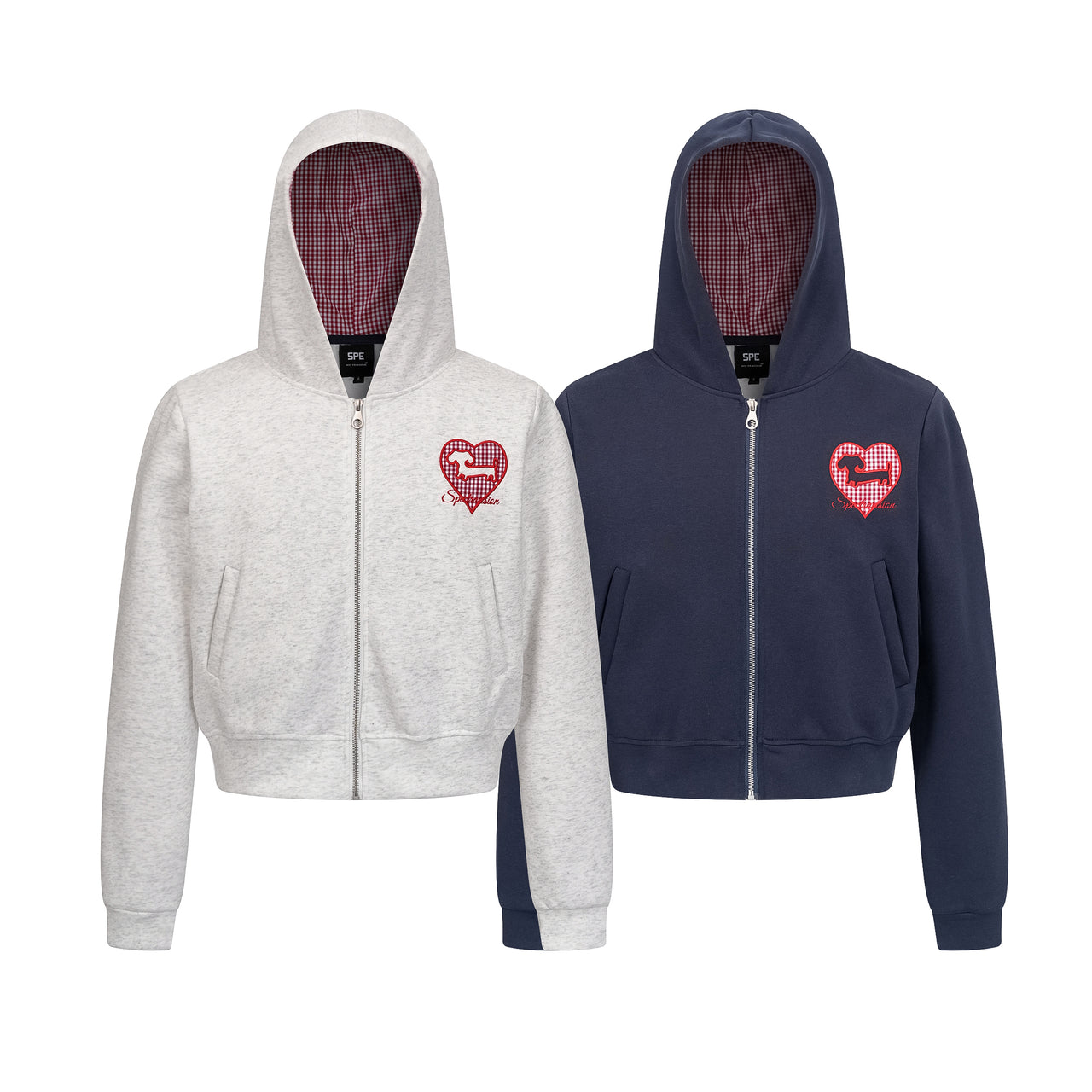American High Street Heart Embroidery Cardigan Hoodie
