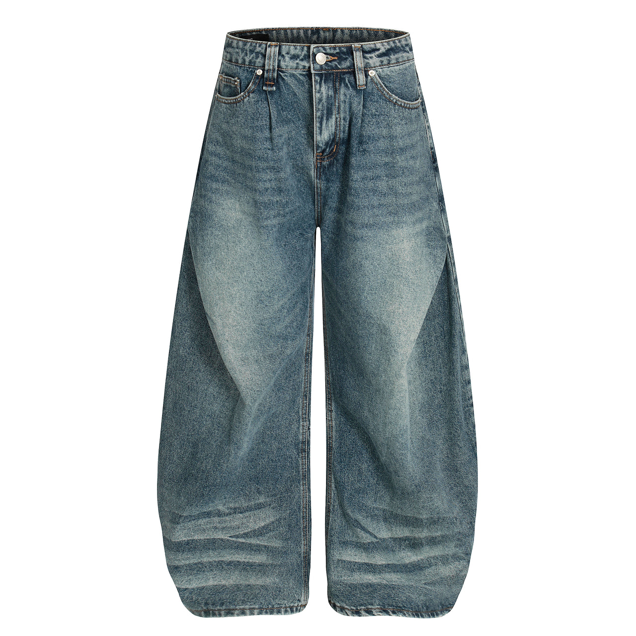 American Vintage Washed Pleated Curved Blade Jeans
