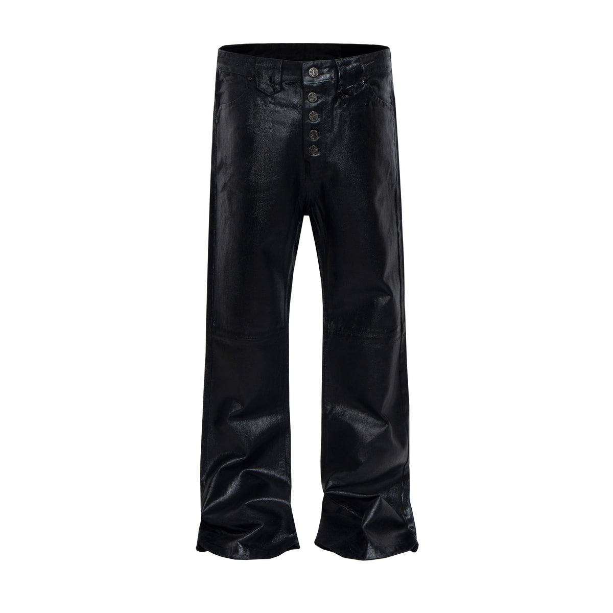 Omirad Coated Black Flared Jeans