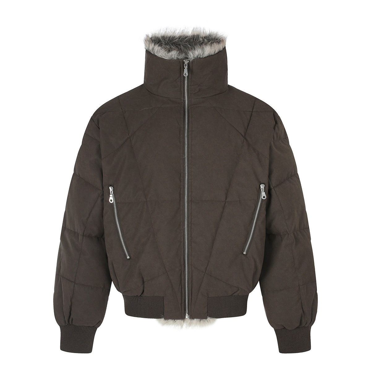 Omirad Faux Fur Collar Puffer Bomber Jacket