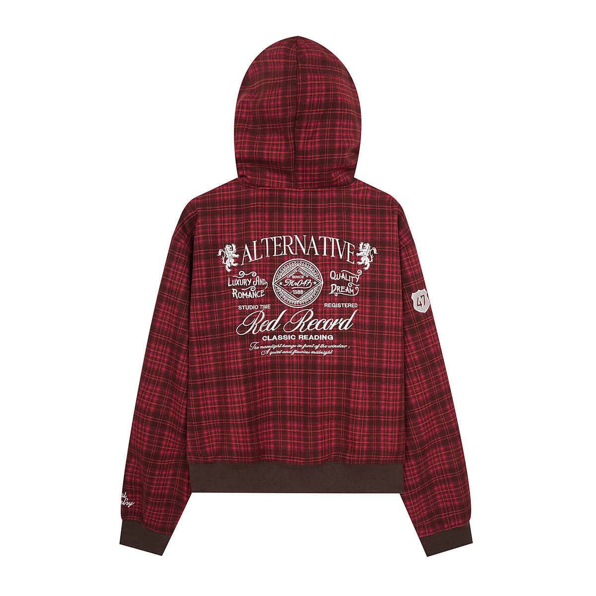 Omirad Red Plaid Graphic Zip-Up Hoodie