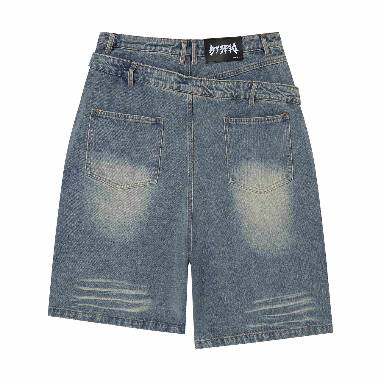Omirad Distressed Layered Waist Denim Shorts