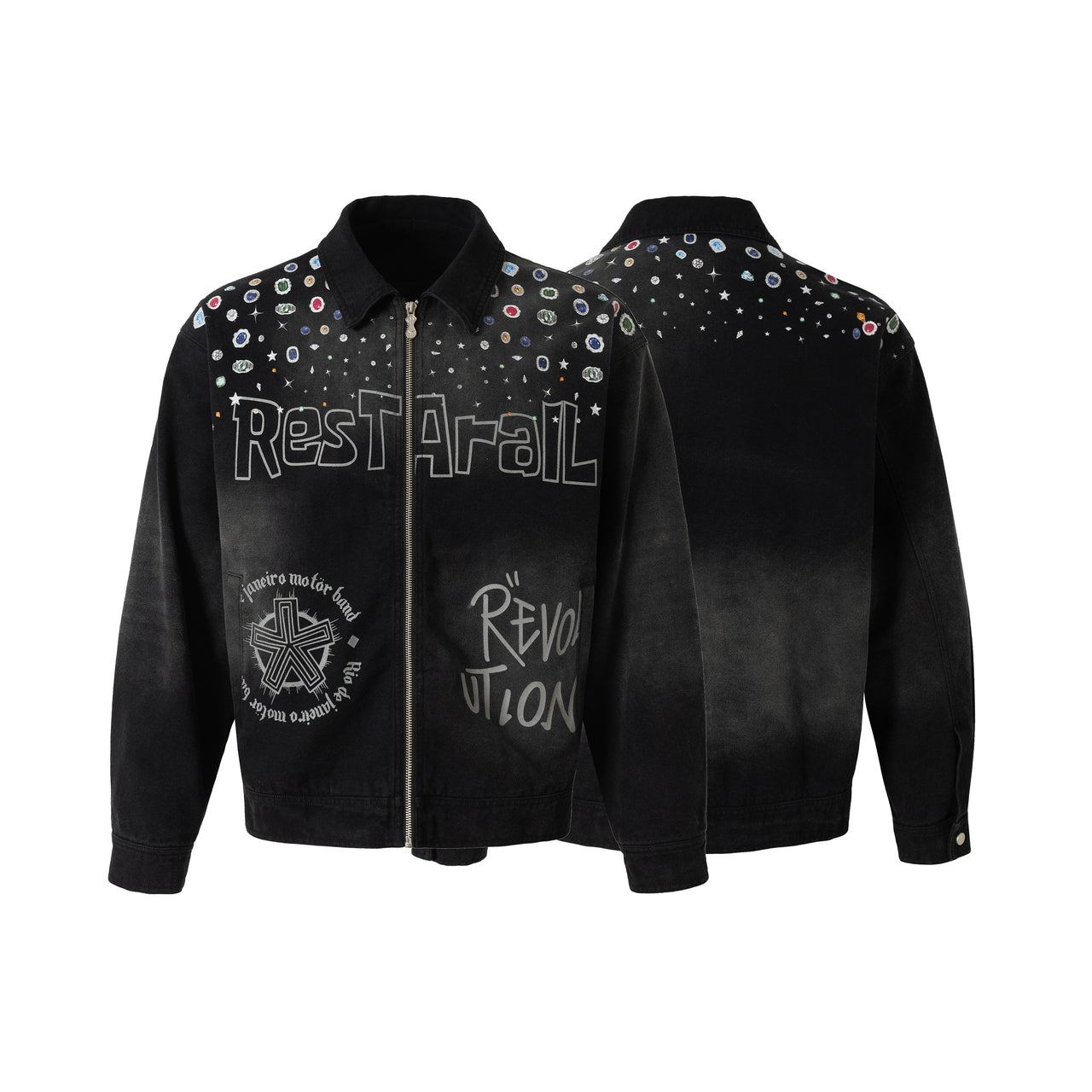 American Vintage Graphic-Printed Washed Gradient Jacket