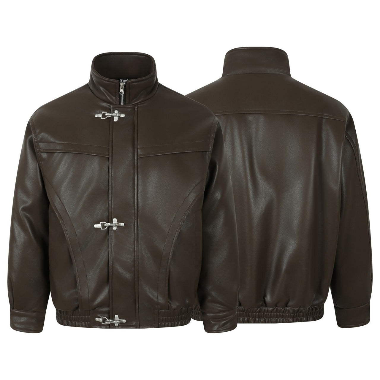 Omirad Fireman-Clasp PU Jacket