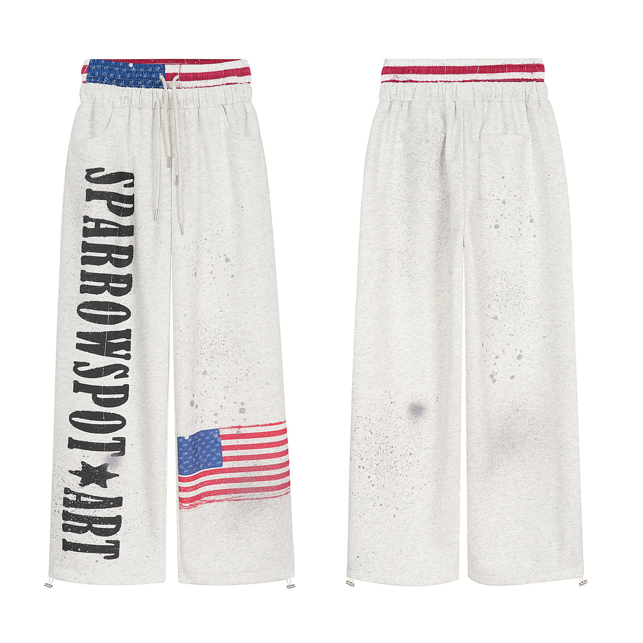 Vintage Letter Flag Print Casual Pants