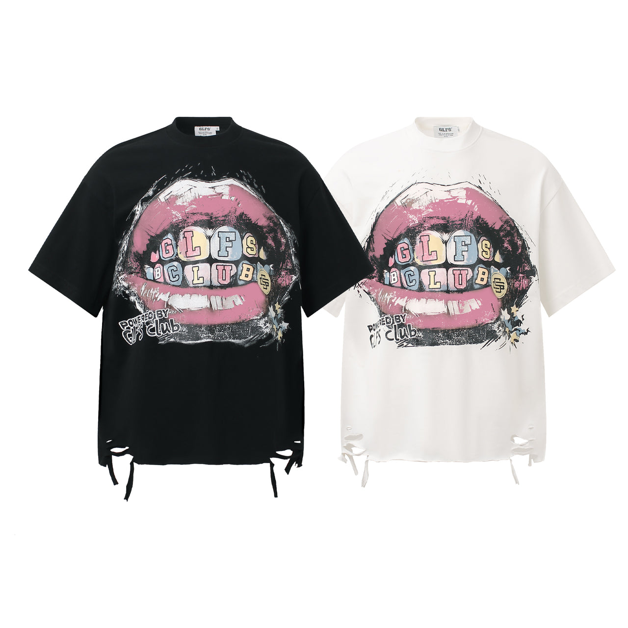 American Hip-Hop Digital Print Distressed Tee