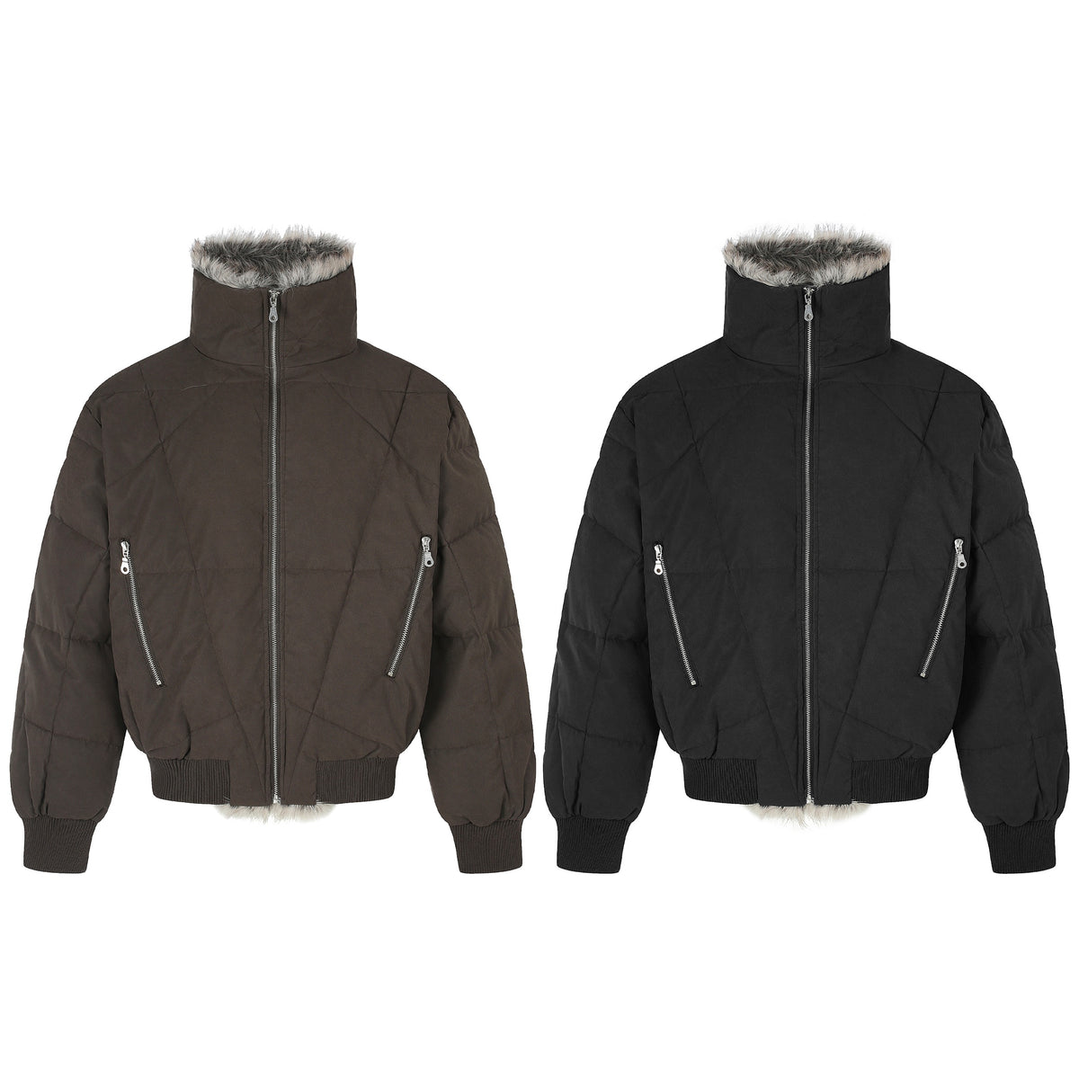 Omirad Faux Fur Collar Puffer Bomber Jacket