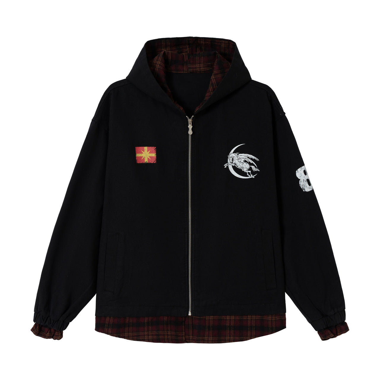 Omirad Plaid-Lined Zip Hoodie