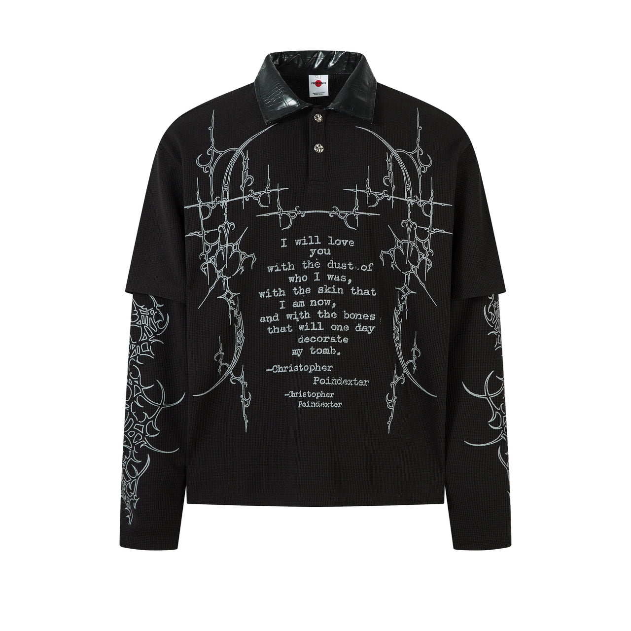 High Street Waffle Texture PU Polo Sweatshirt