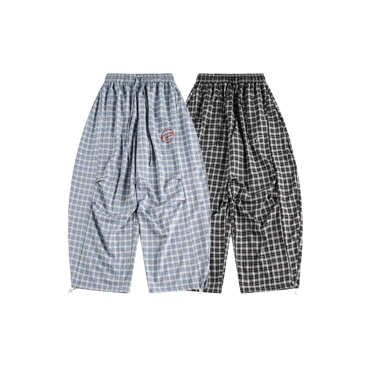 American Vintage Oversized Plaid Cropped Pants