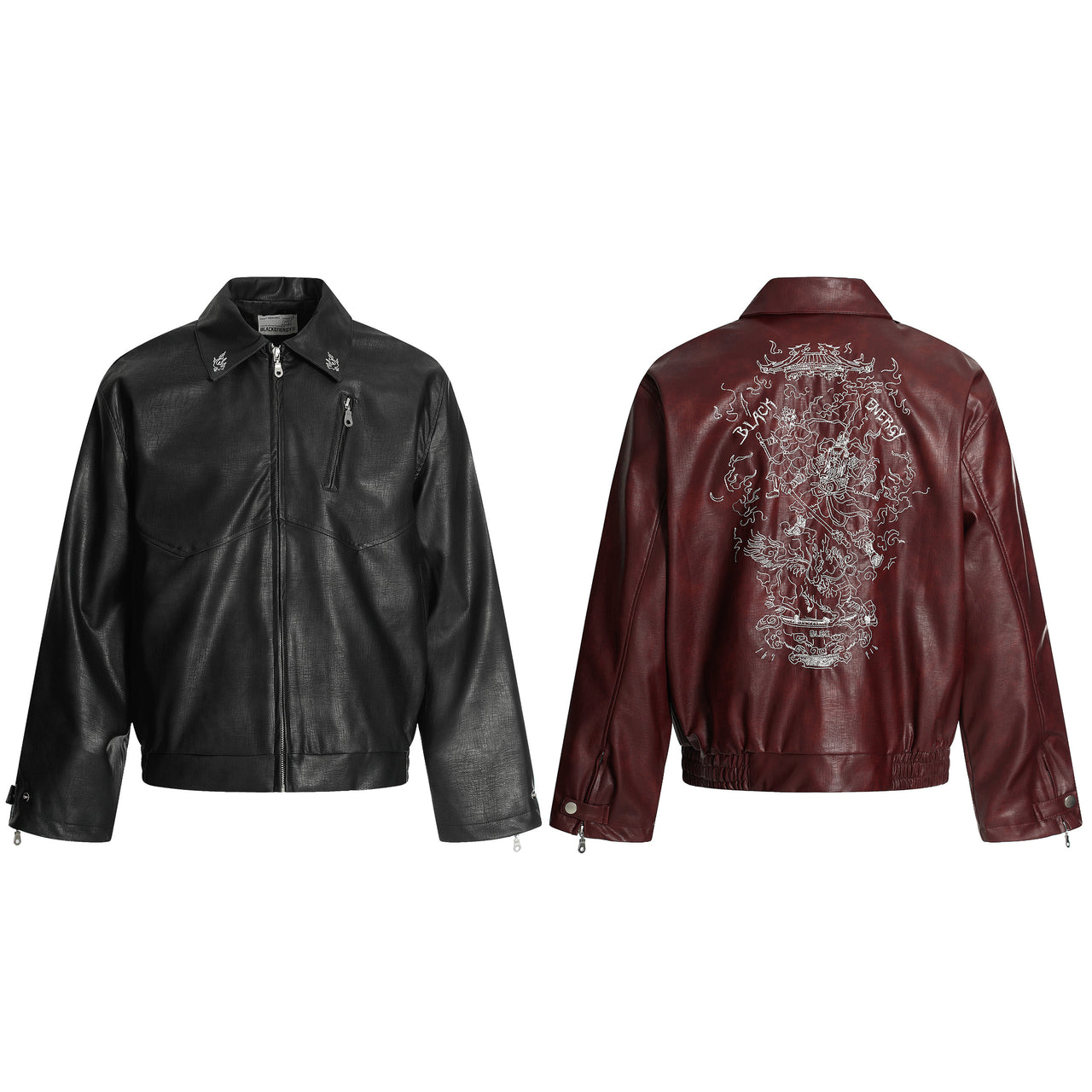 American Vintage Embroidered PU Jacket