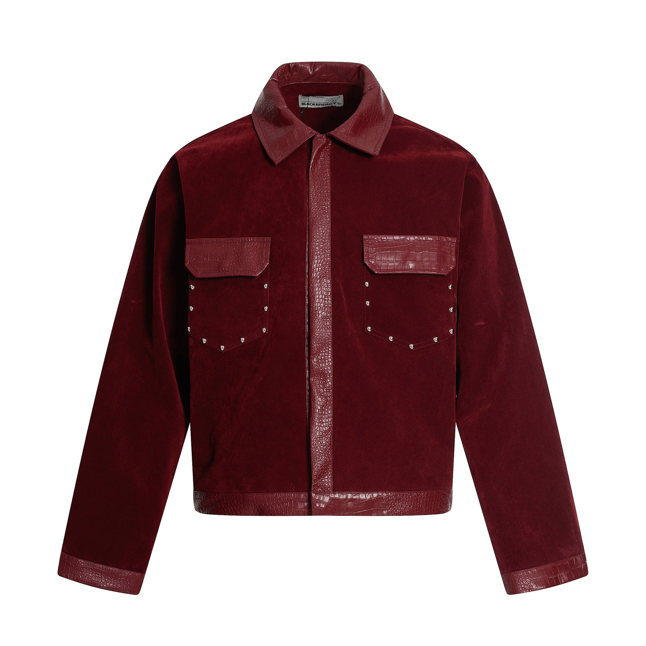 American Vintage Retro Money Print Leather Patchwork Jacket