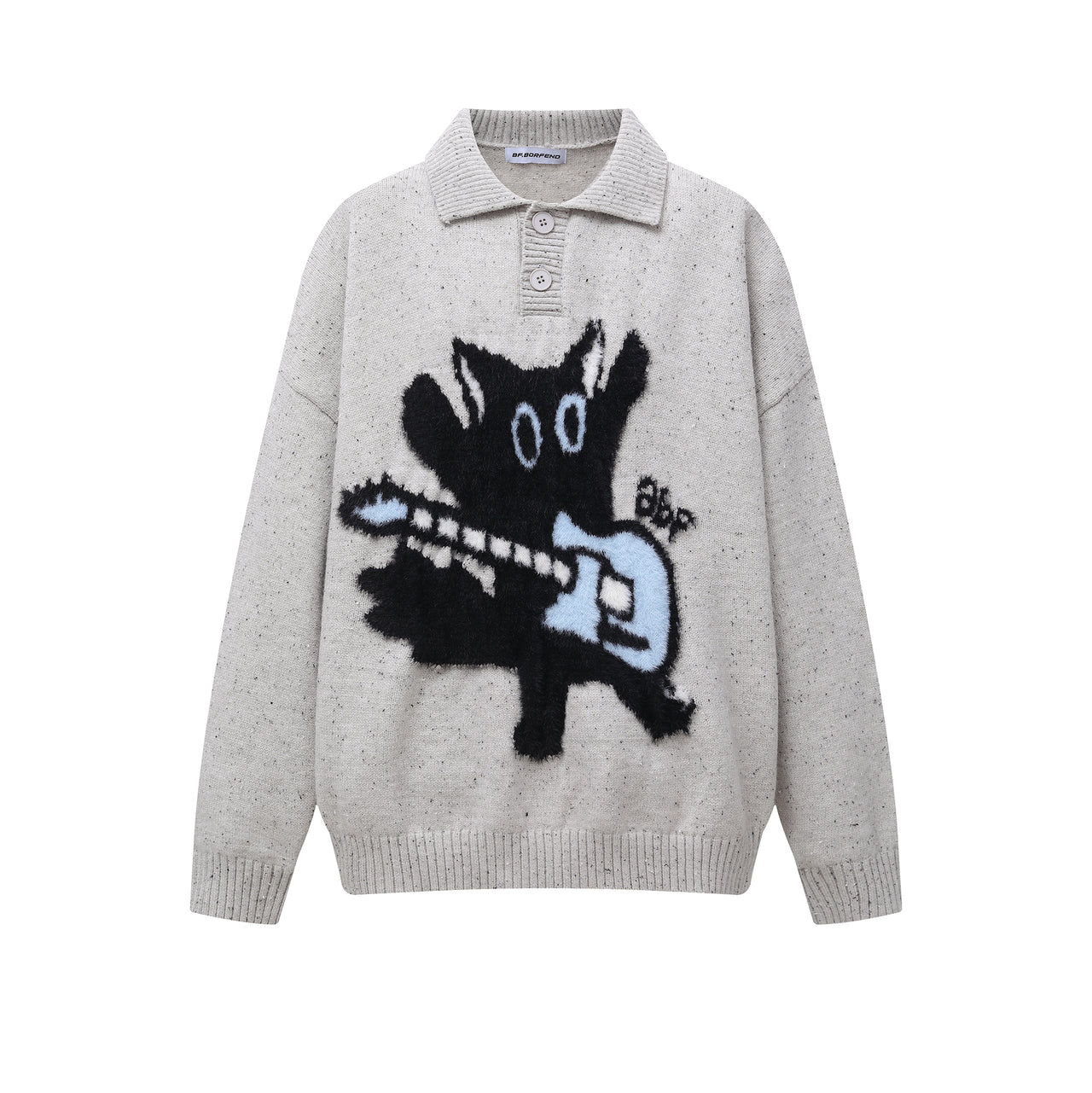American Streetwear Cartoon Jacquard Sweater