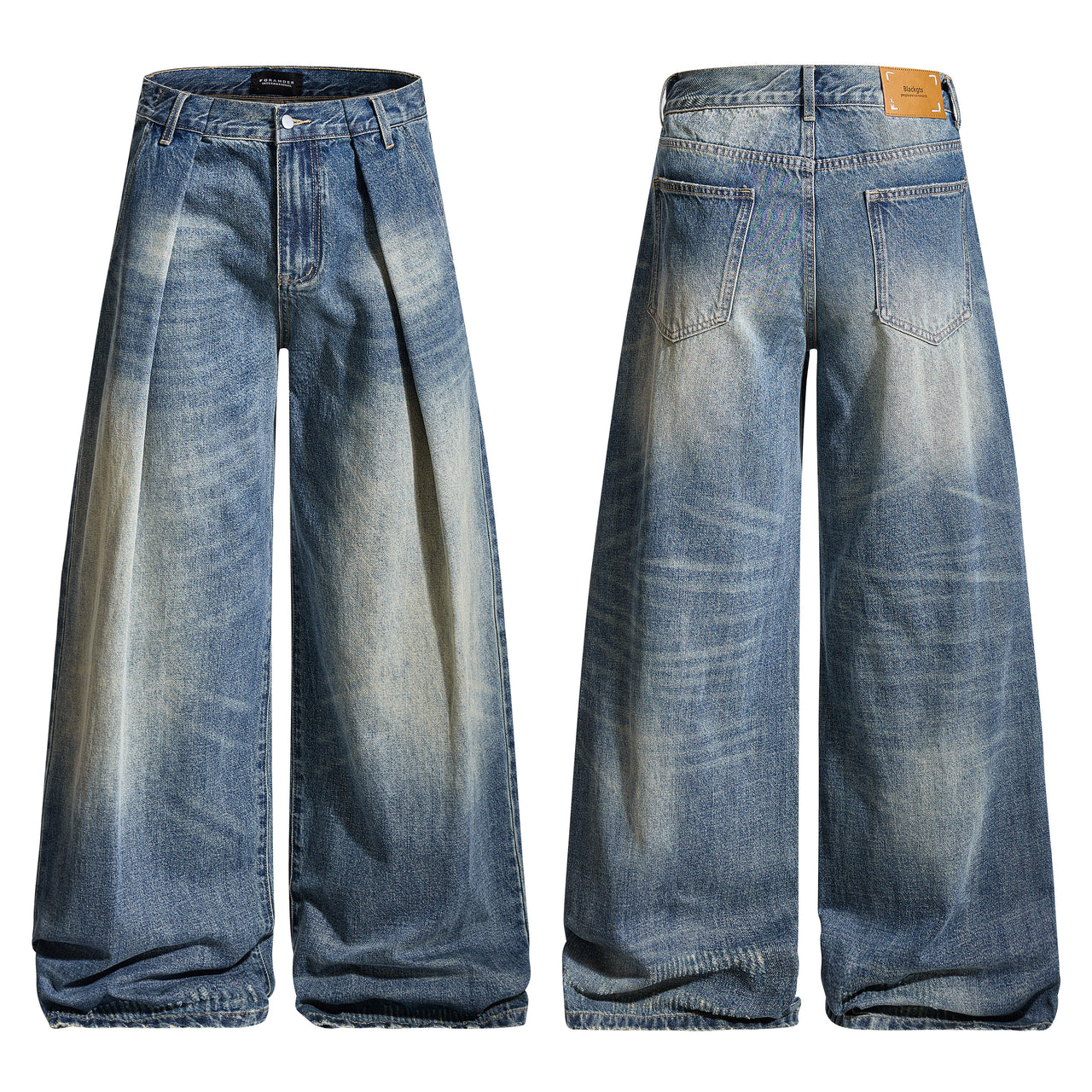 American Street Pleated Wide-Leg Jeans