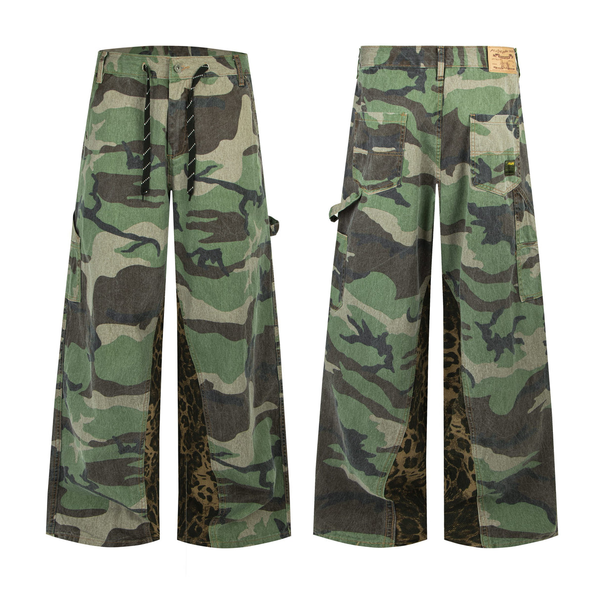 Omirad Camo Leopard Panel Wide-Leg Cargo Pants