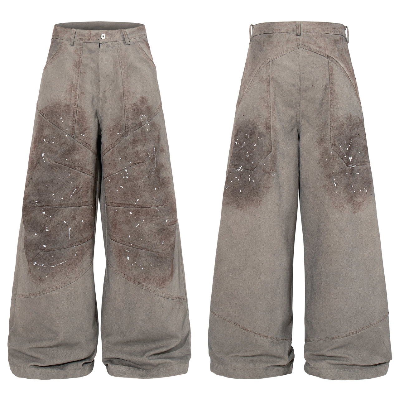 Omirad Distressed Panel Wide-Leg Pants