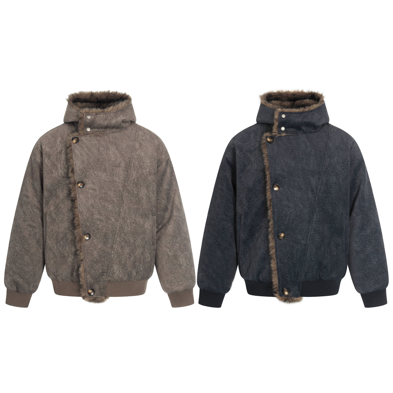 Omirad Asymmetric Fur-Trim Hooded Jacket