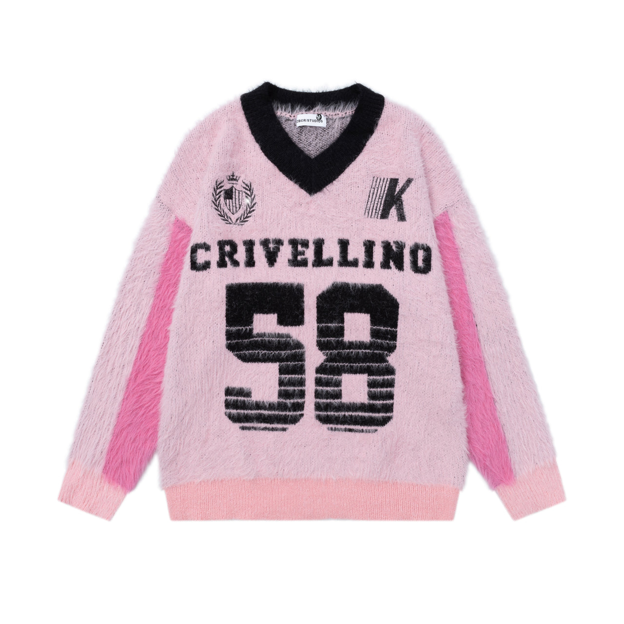 Vintage Collegiate Color-Block V-Neck Sweater