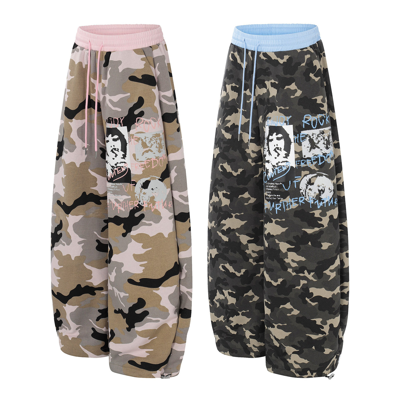 Omirad Graphic Camo Wide-Leg Sweatpants