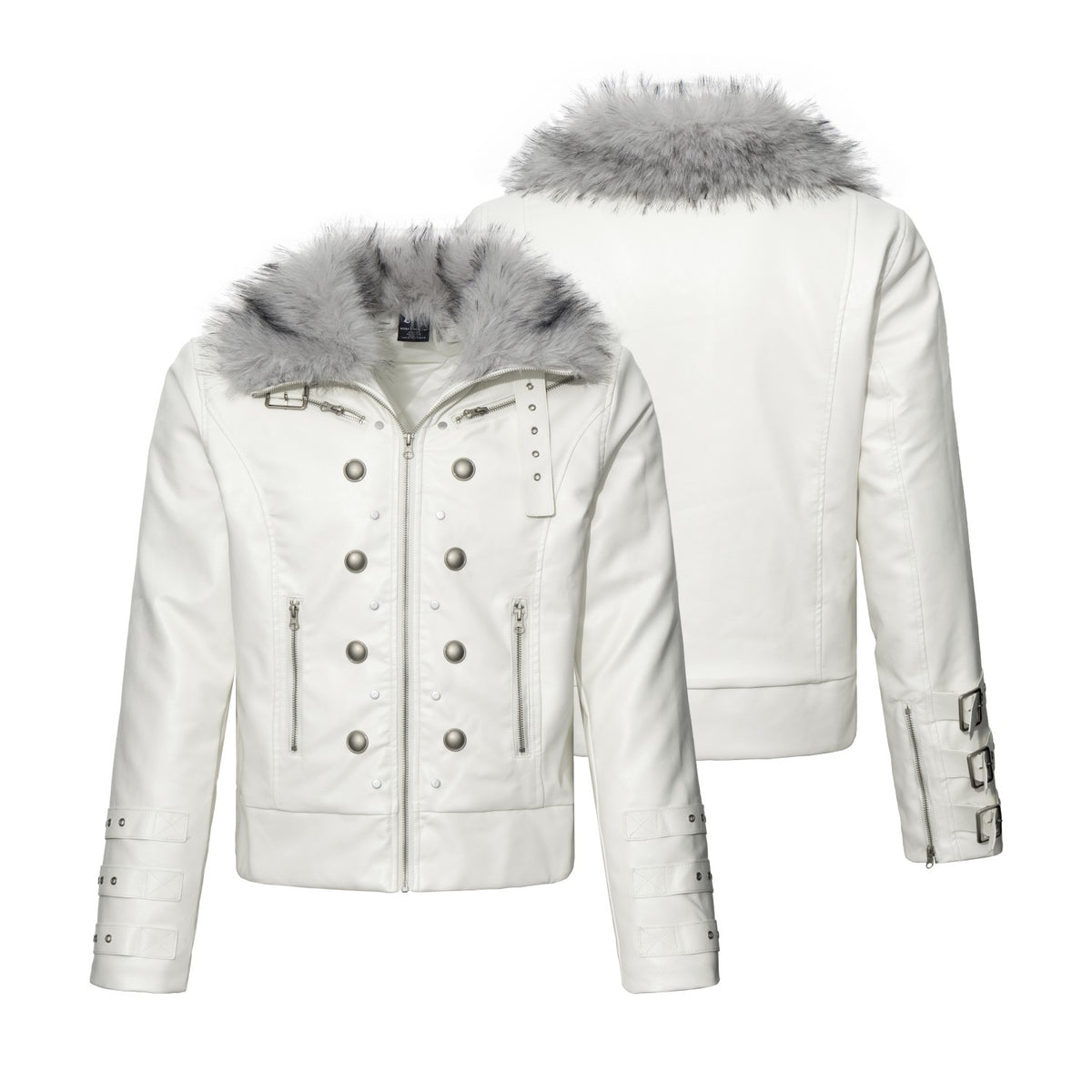 Omirad Faux Fur Collar Military Moto Jacket