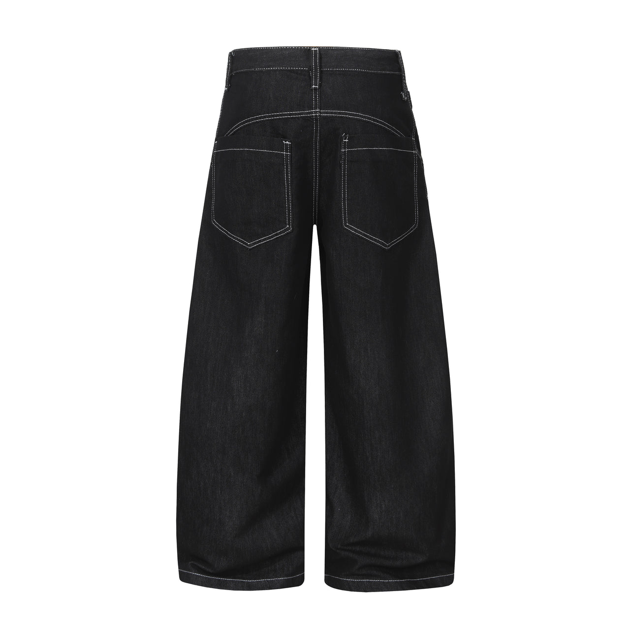 American Street Style Raw Color Curved Blade Jeans