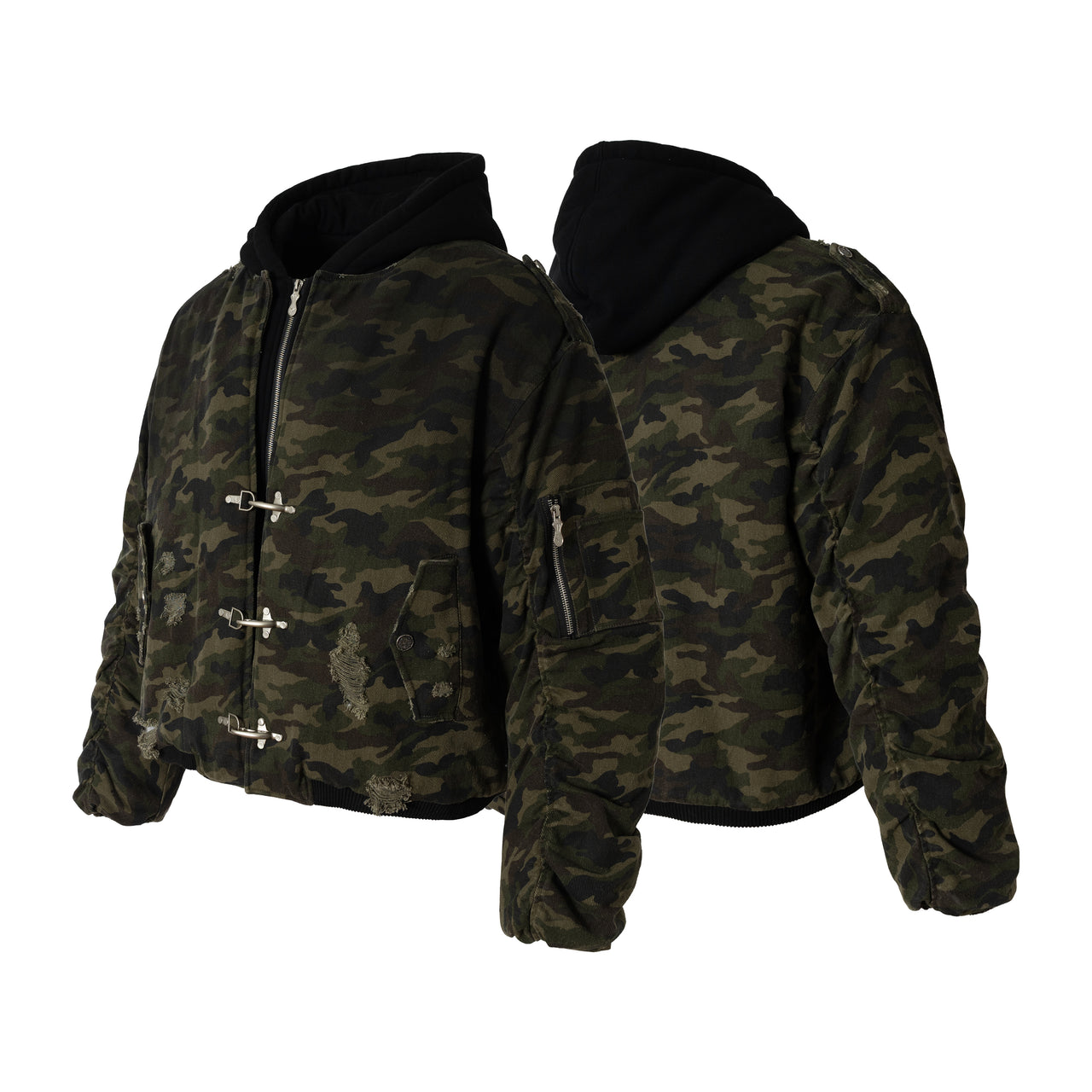 Omirad Camo Hook Detail Distressed Jacket