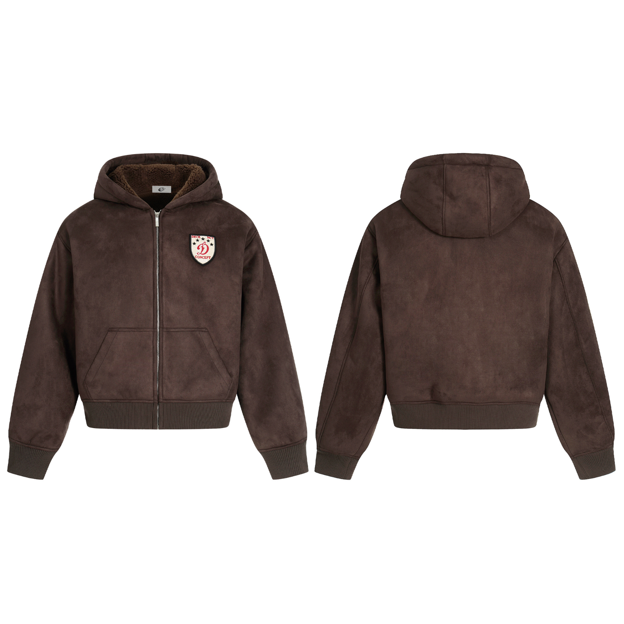 Omirad Fleece-Lined Brown Hooded Jacket