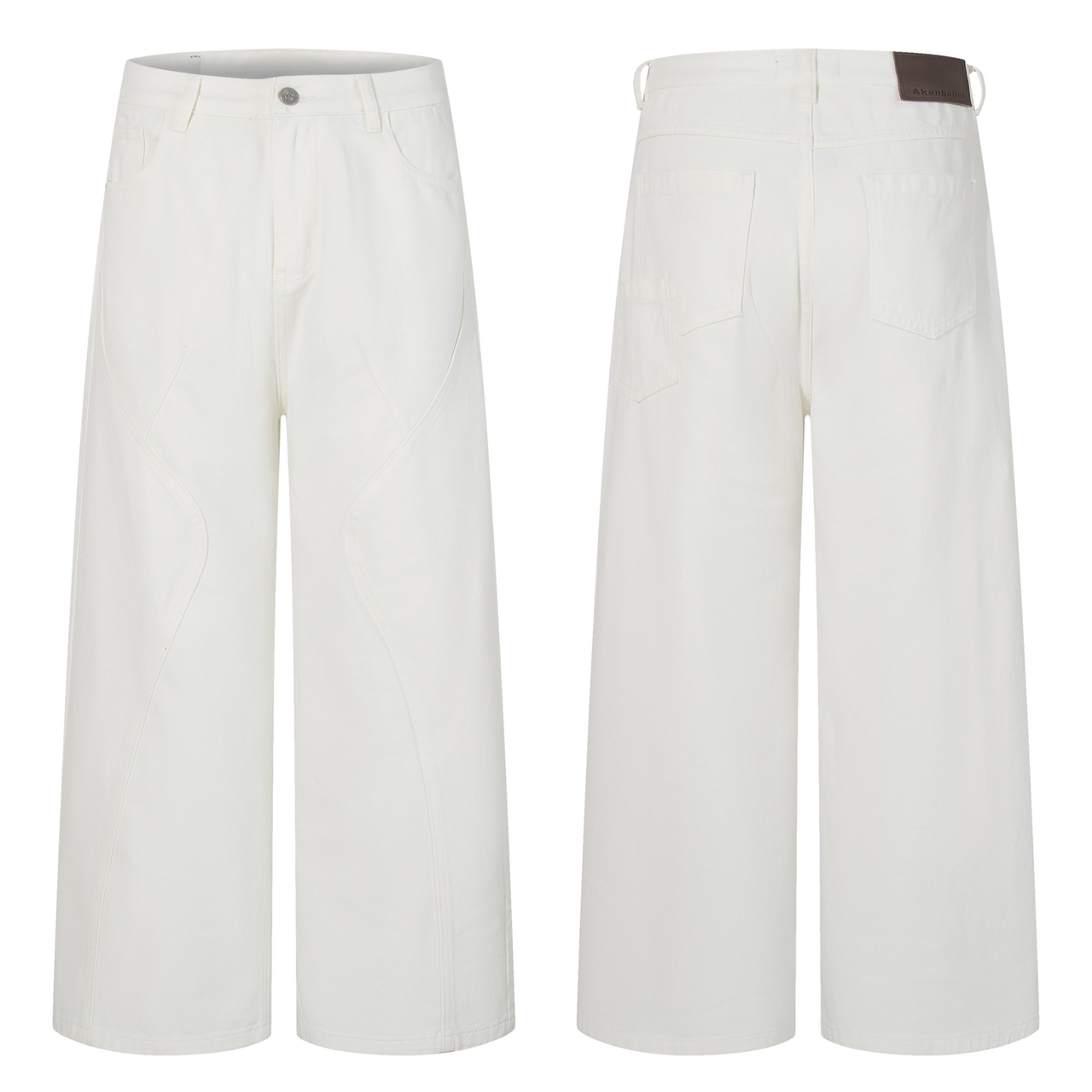 Omirad Clean-Edge White Wide-Leg Jeans