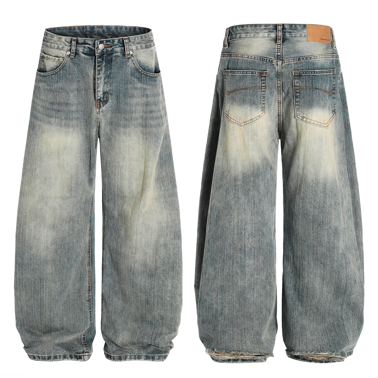 Omirad Washed Wide-Leg Denim Pants