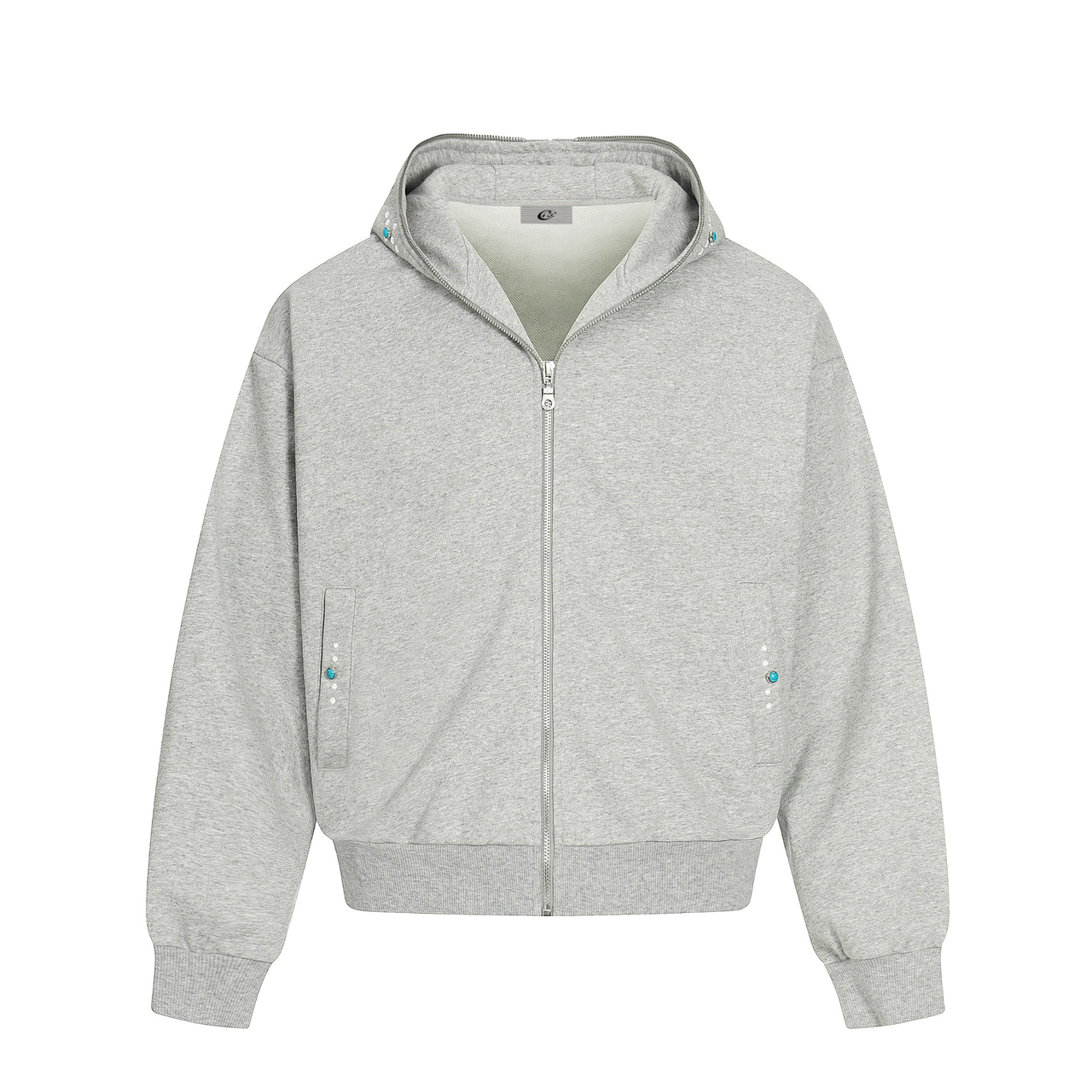 Omirad Minimal Dot-Detail Zip Hoodie