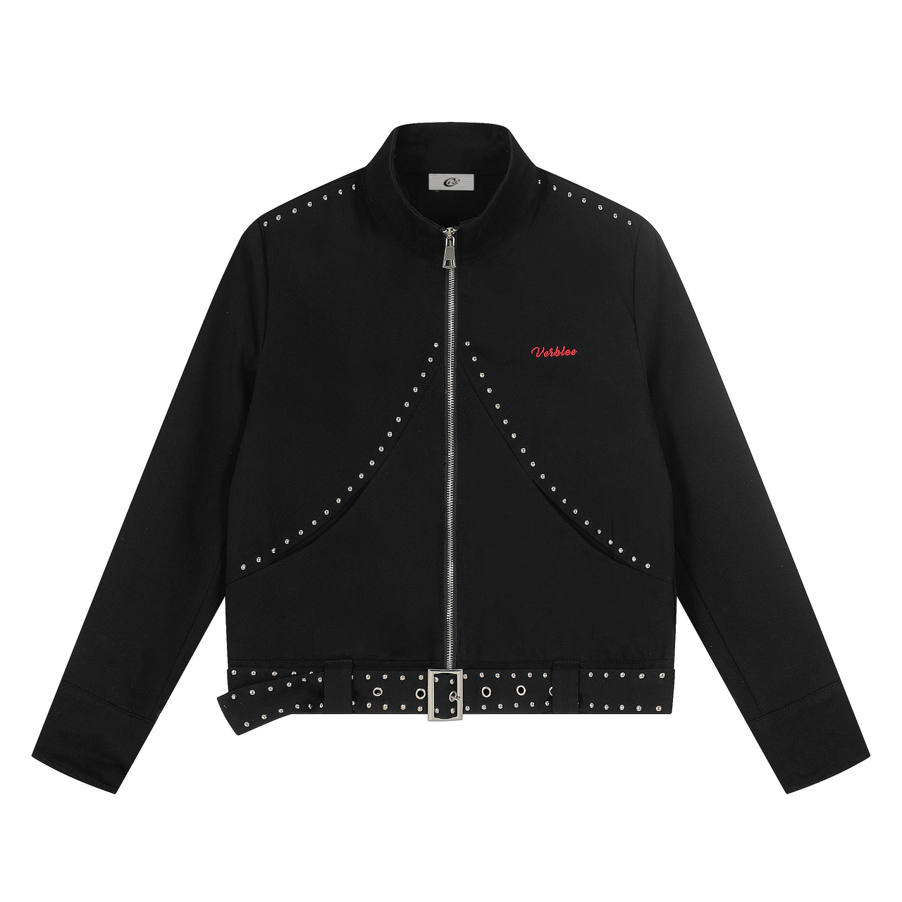 Omirad Rivet-Belted Cropped Rider Jacket