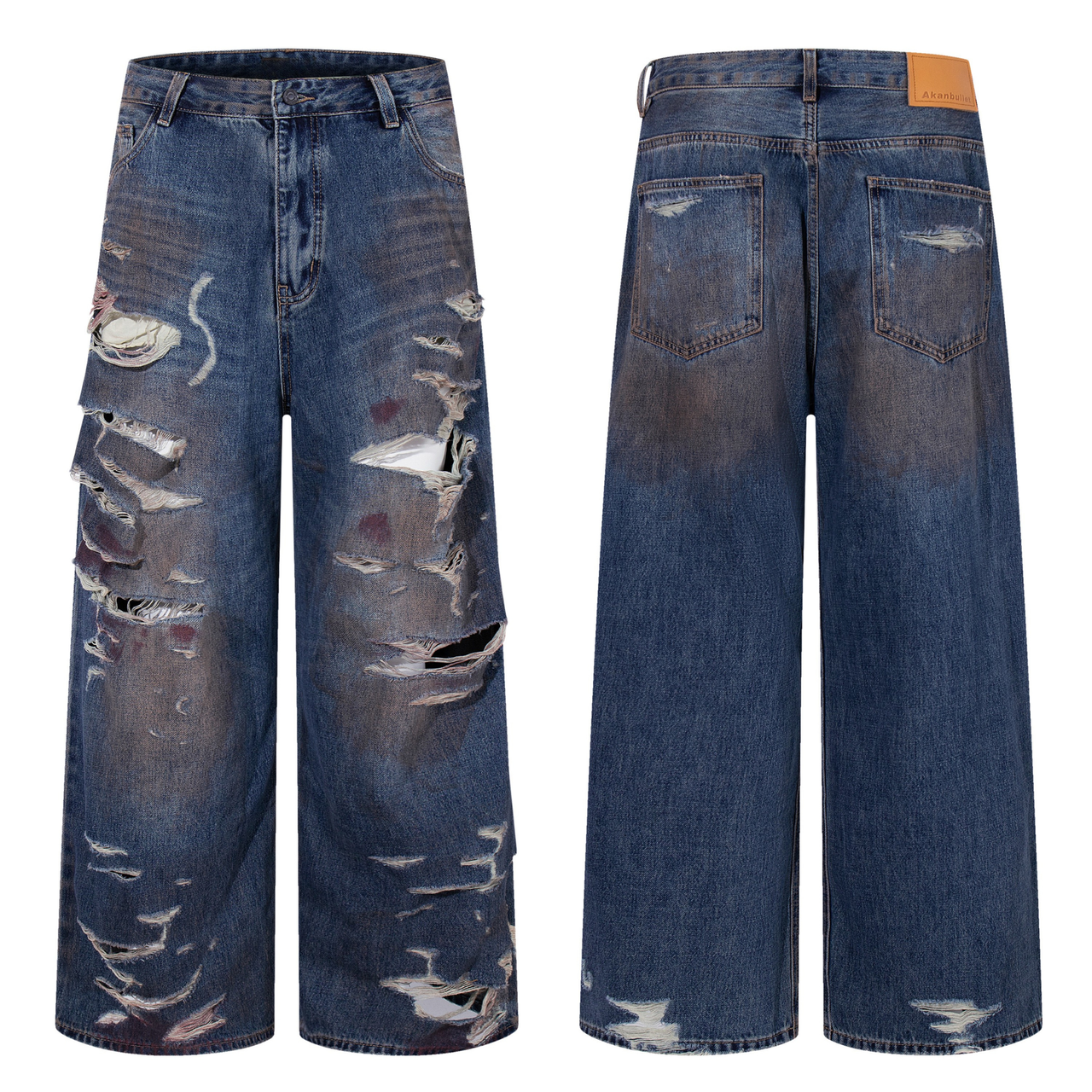 Omirad Destroyed Vintage Wide-Leg Jeans