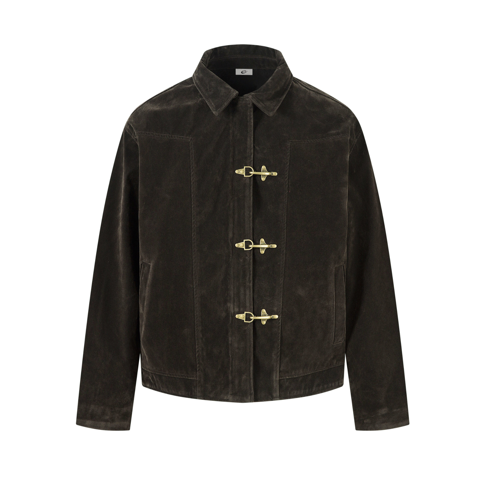 Omirad Suede-Texture Metal Clasp Jacket - omirad