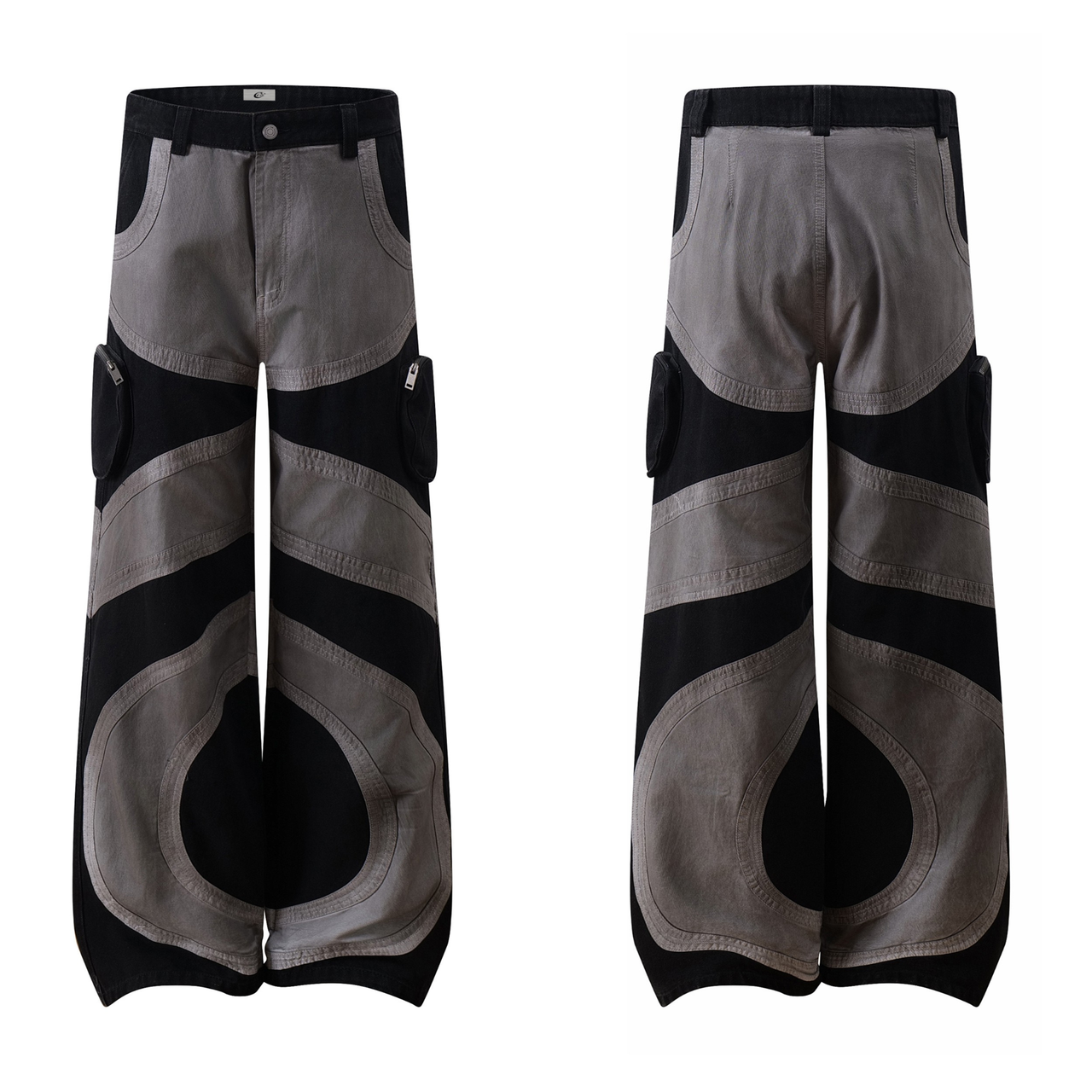 Omirad Multi-Panel Curved Contrast Wide-Leg Pants