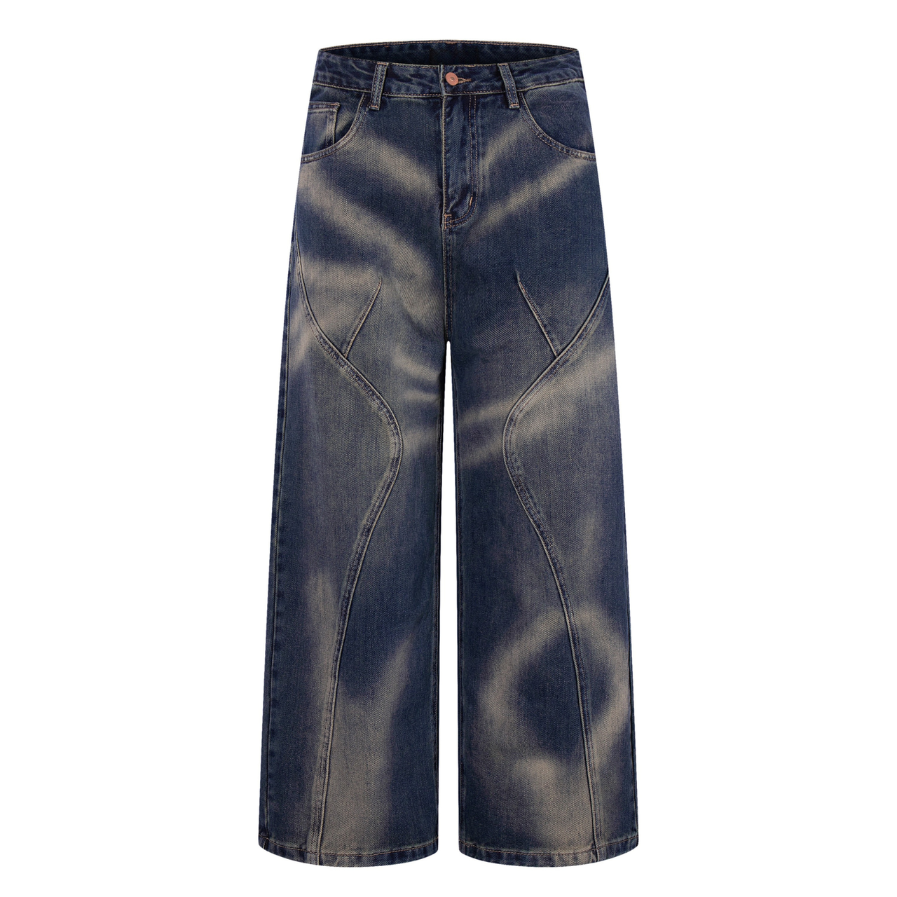 Omirad Curve-Panel Smoke-Fade Wide-Leg Jeans