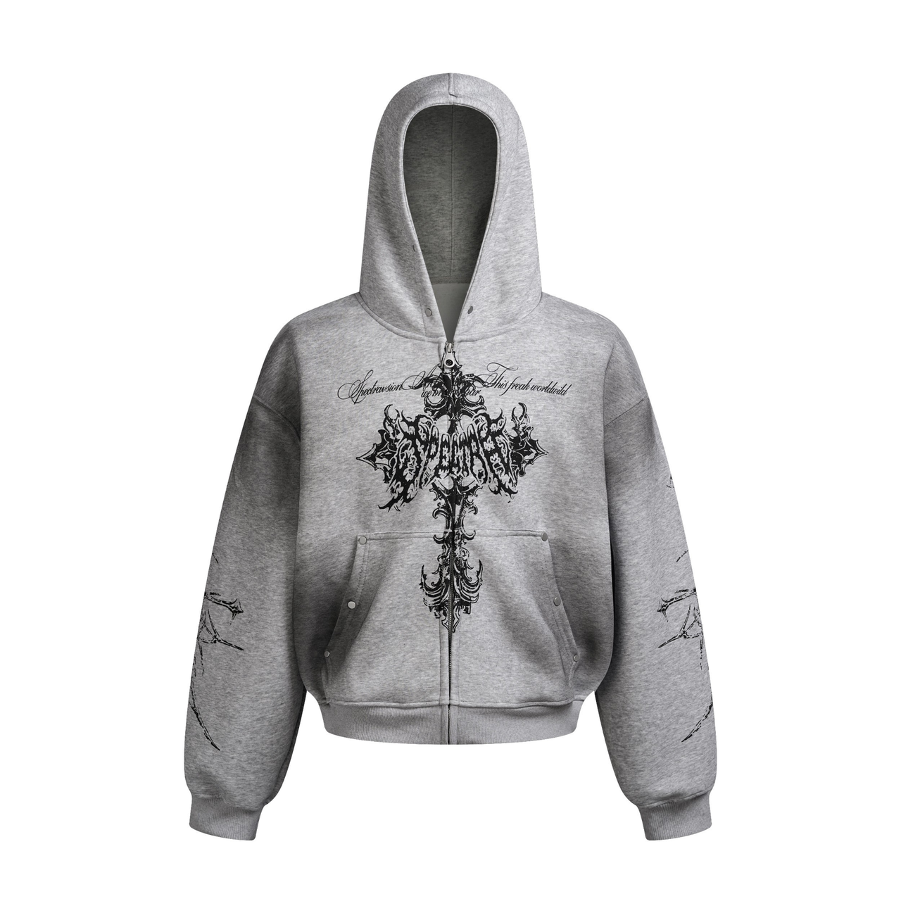 Omirad Gothic Cross Zip Hoodie