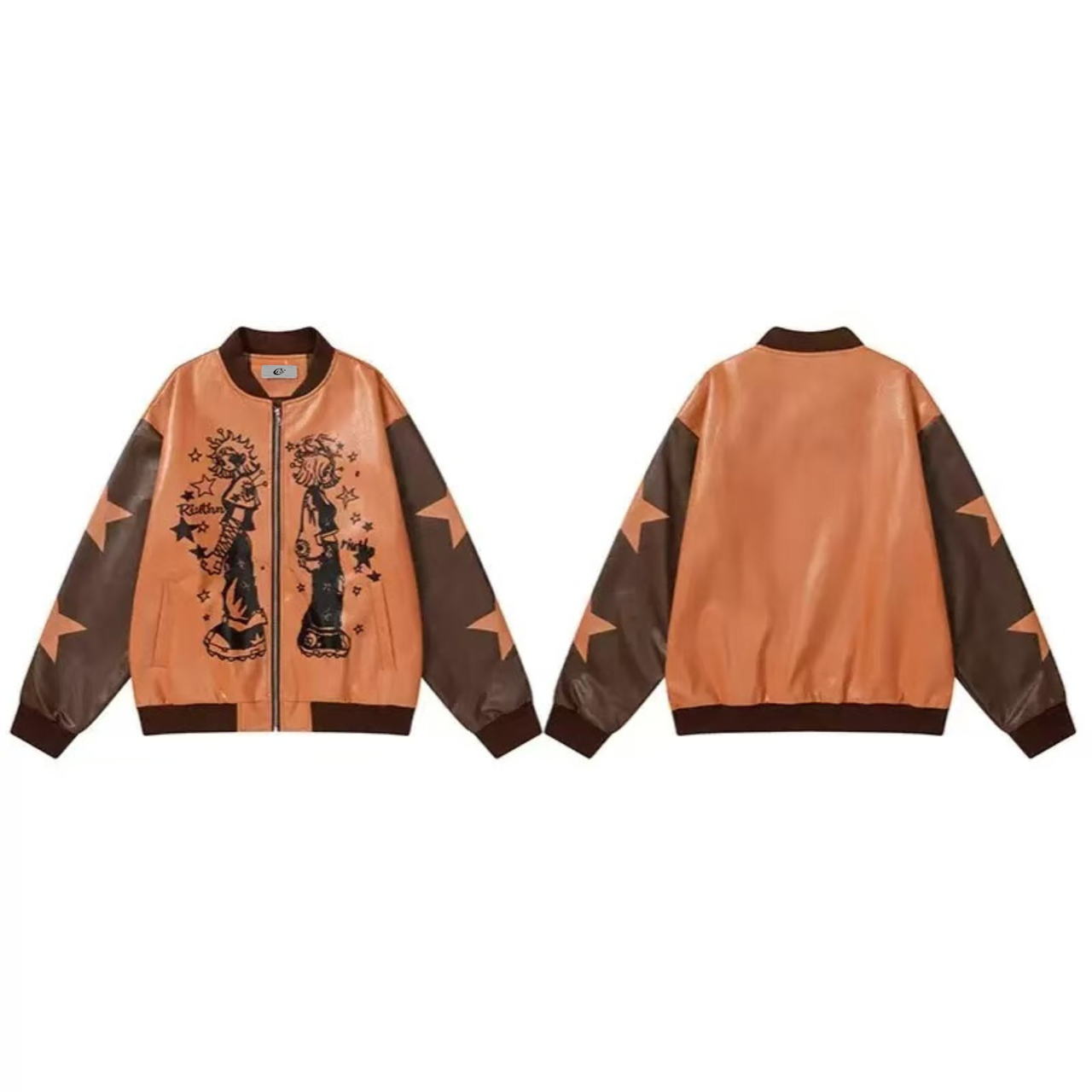 Omirad Graphic PU Varsity Jacket