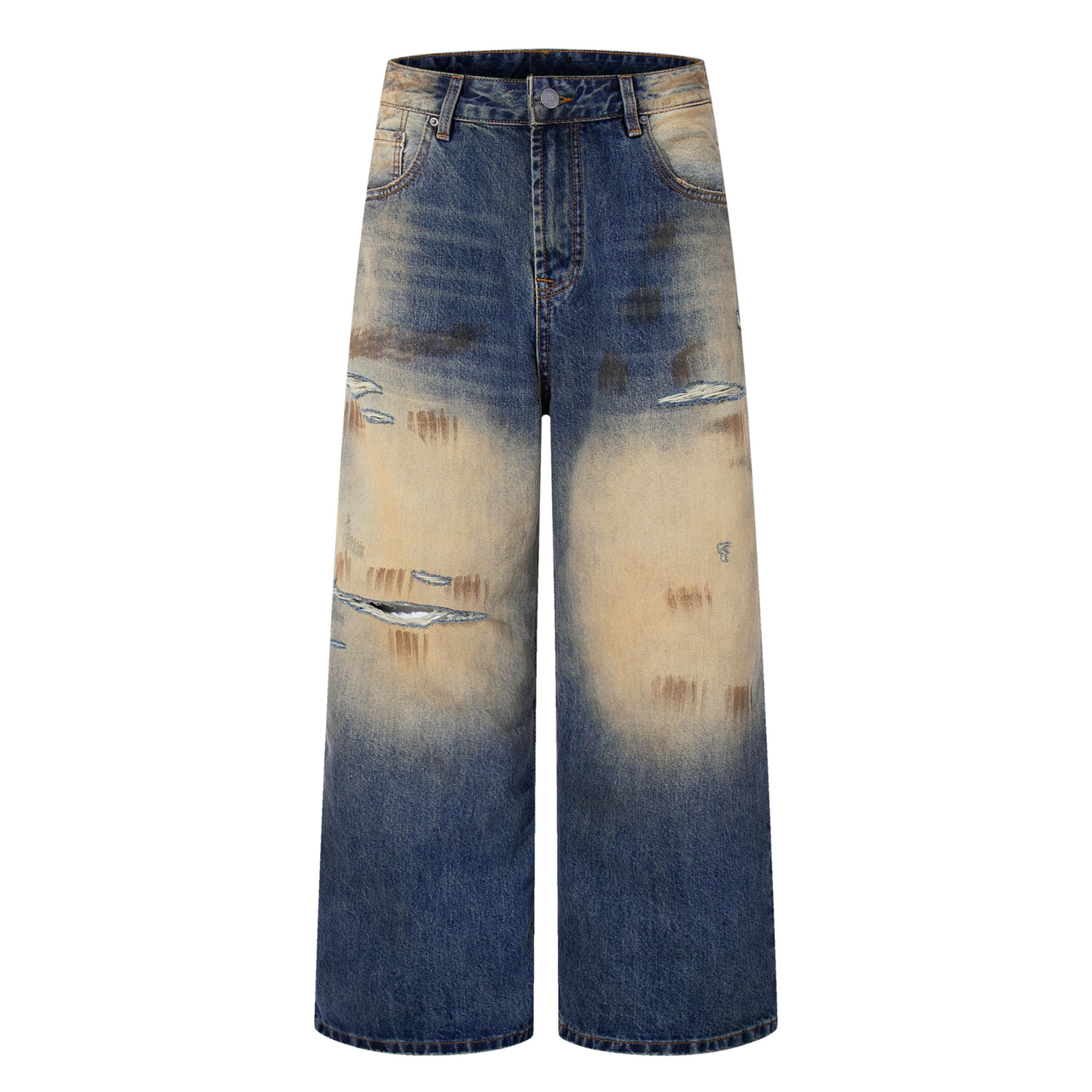Omirad Destroyed Gradient Wide-Leg Jeans